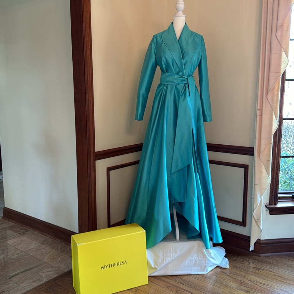 Rasario Silk Turquoise Evening Gown / Mother of Bride Gown - Picture 5 of 16